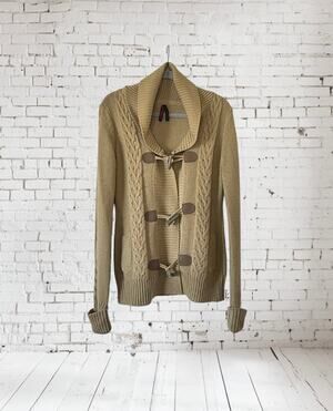 Heavy Knit Yoki Cardigan Light Brown Size Large
